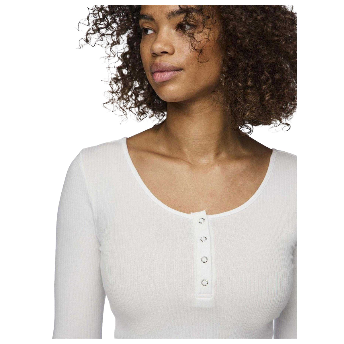 Bright White - Side - Pieces Womens-Ladies Ribbed Top