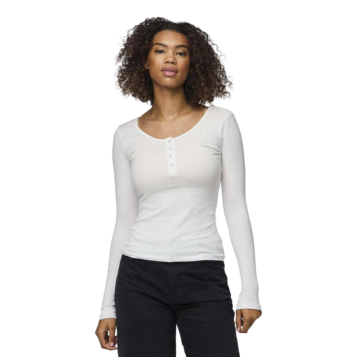 Bright White - Lifestyle - Pieces Womens-Ladies Ribbed Top
