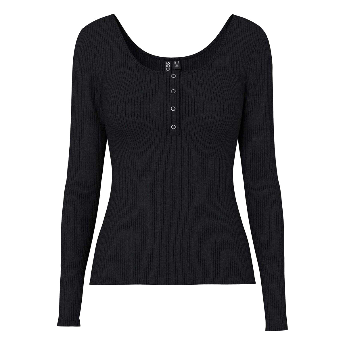 Black - Front - Pieces Womens-Ladies Ribbed Top
