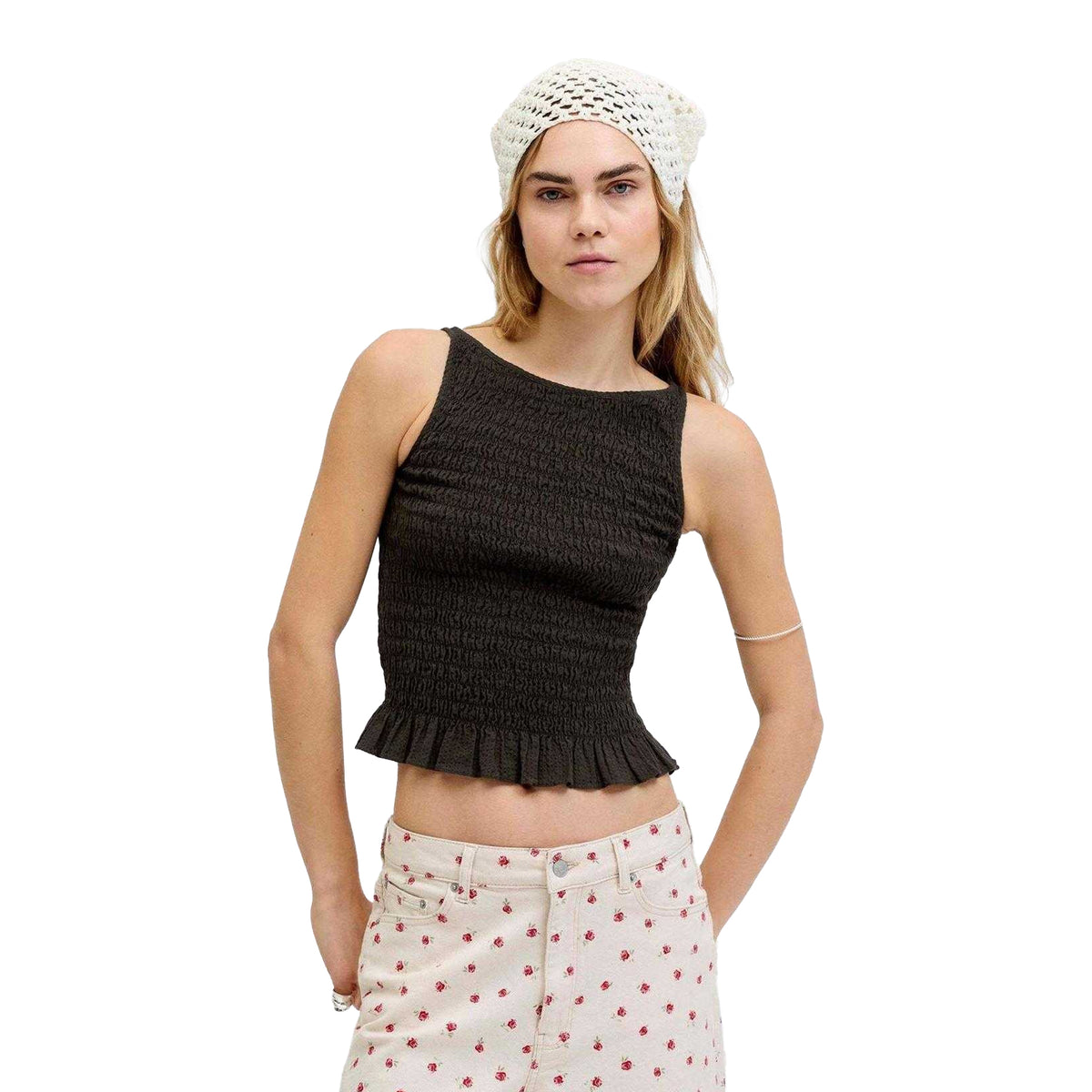 Black - Lifestyle - JJXX Womens-Ladies Peplum Smock Top