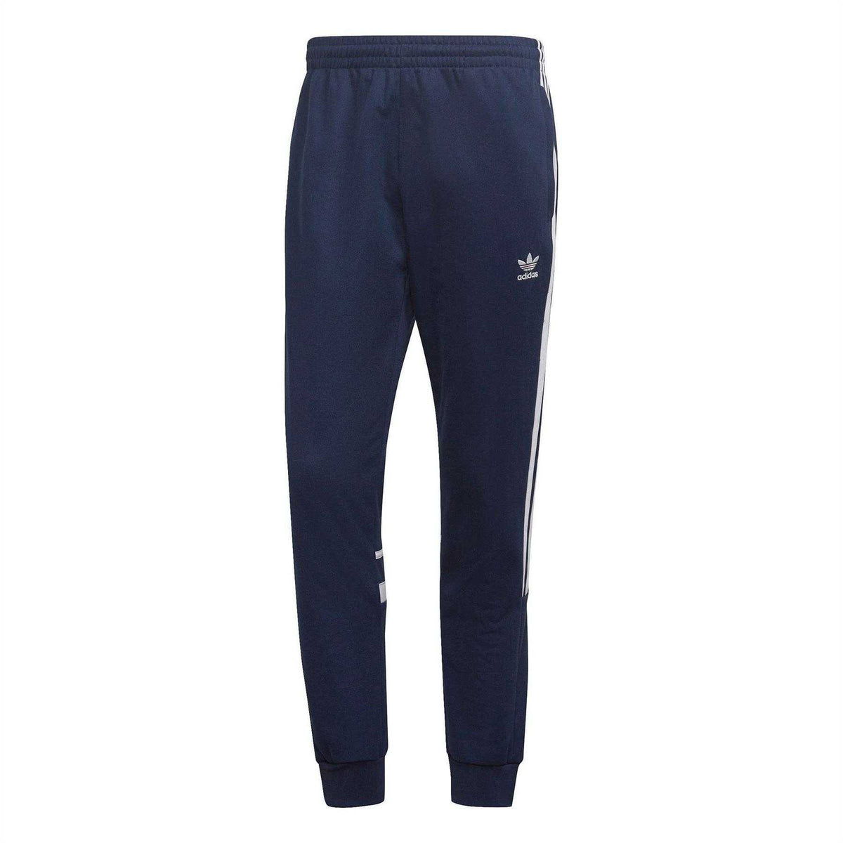 Navy - Front - Adidas Mens Side Stripe Regular Athletic Trousers