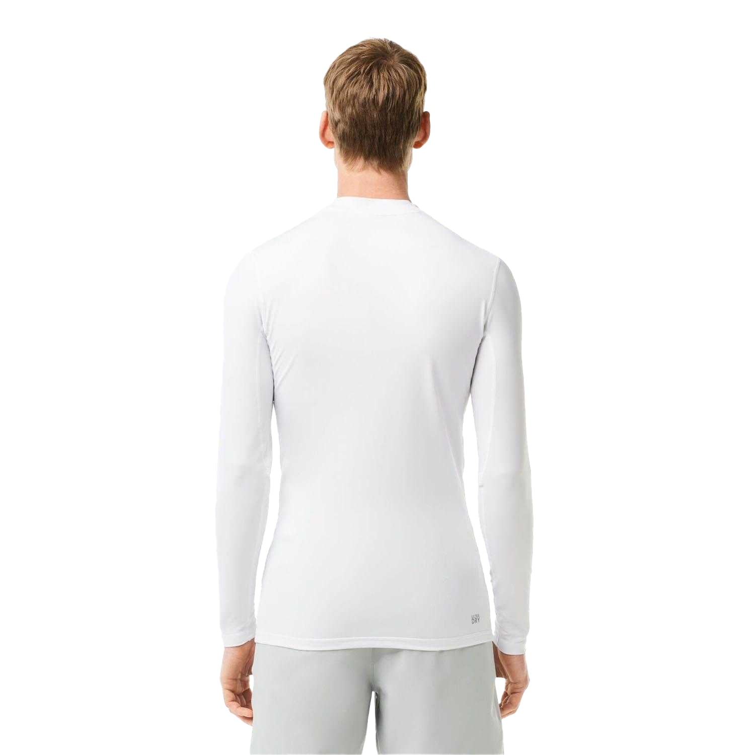 White - Back - Lacoste Mens Ultra Dry Long-Sleeved Sports T-Shirt