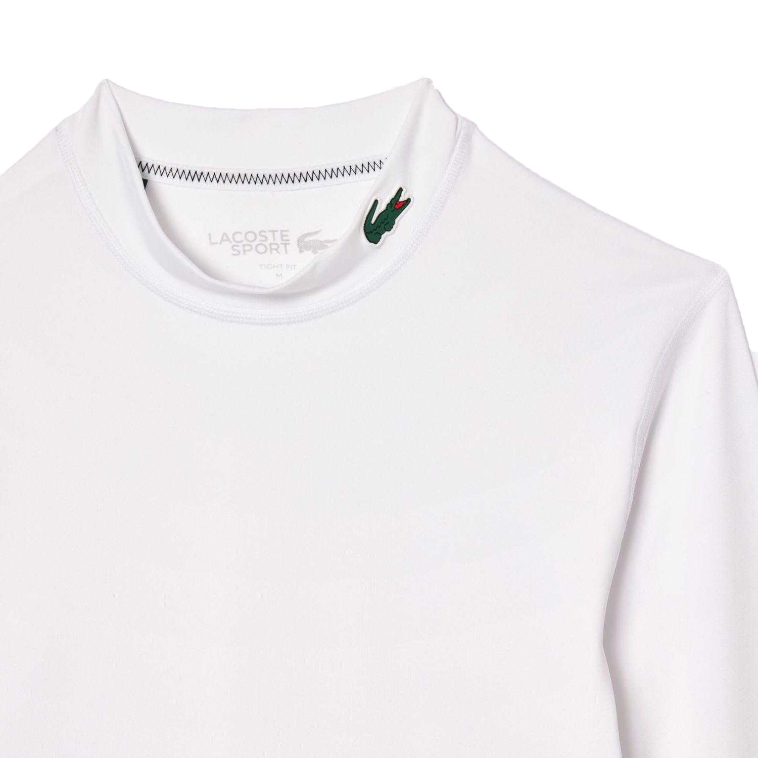 White - Side - Lacoste Mens Ultra Dry Long-Sleeved Sports T-Shirt