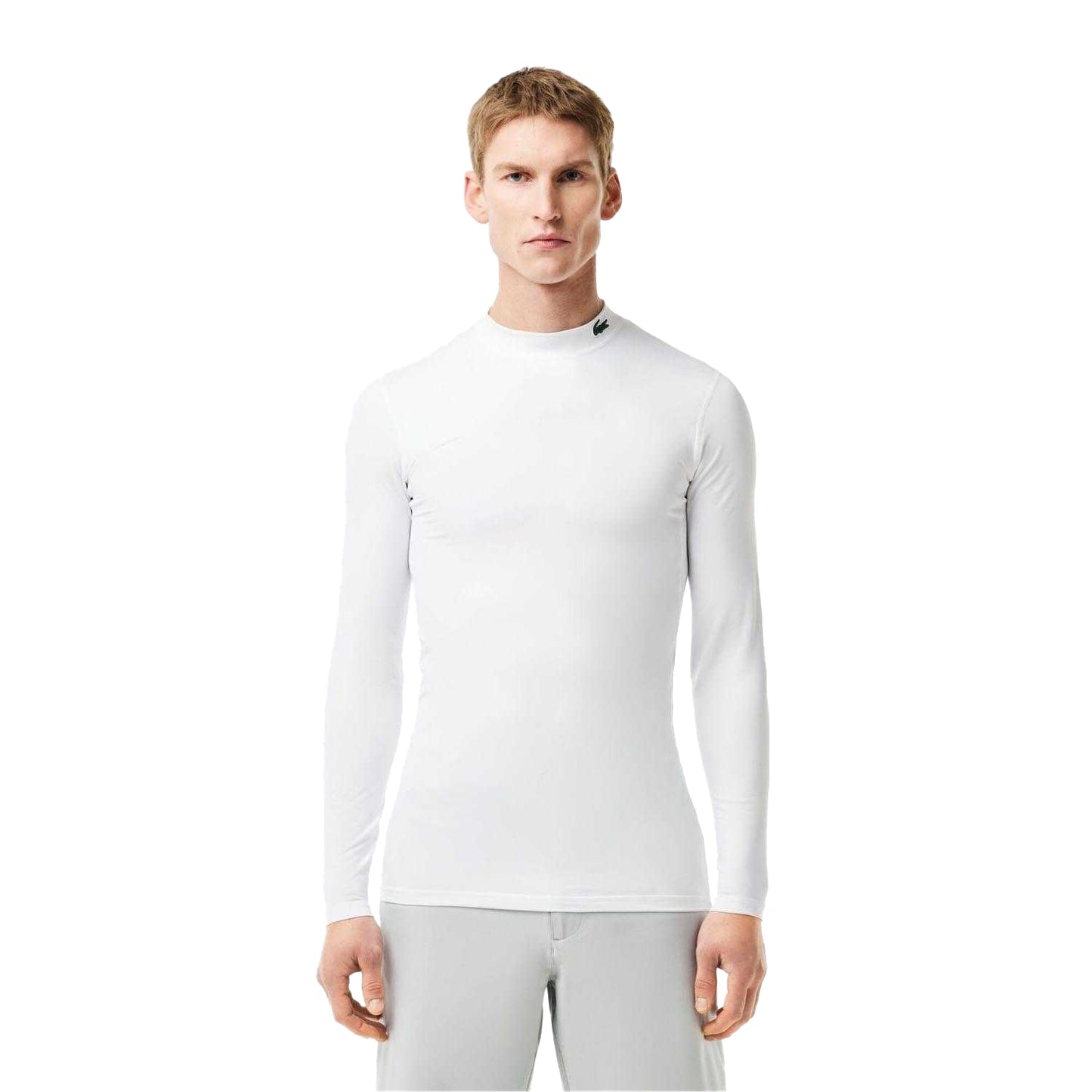 White - Pack Shot - Lacoste Mens Ultra Dry Long-Sleeved Sports T-Shirt