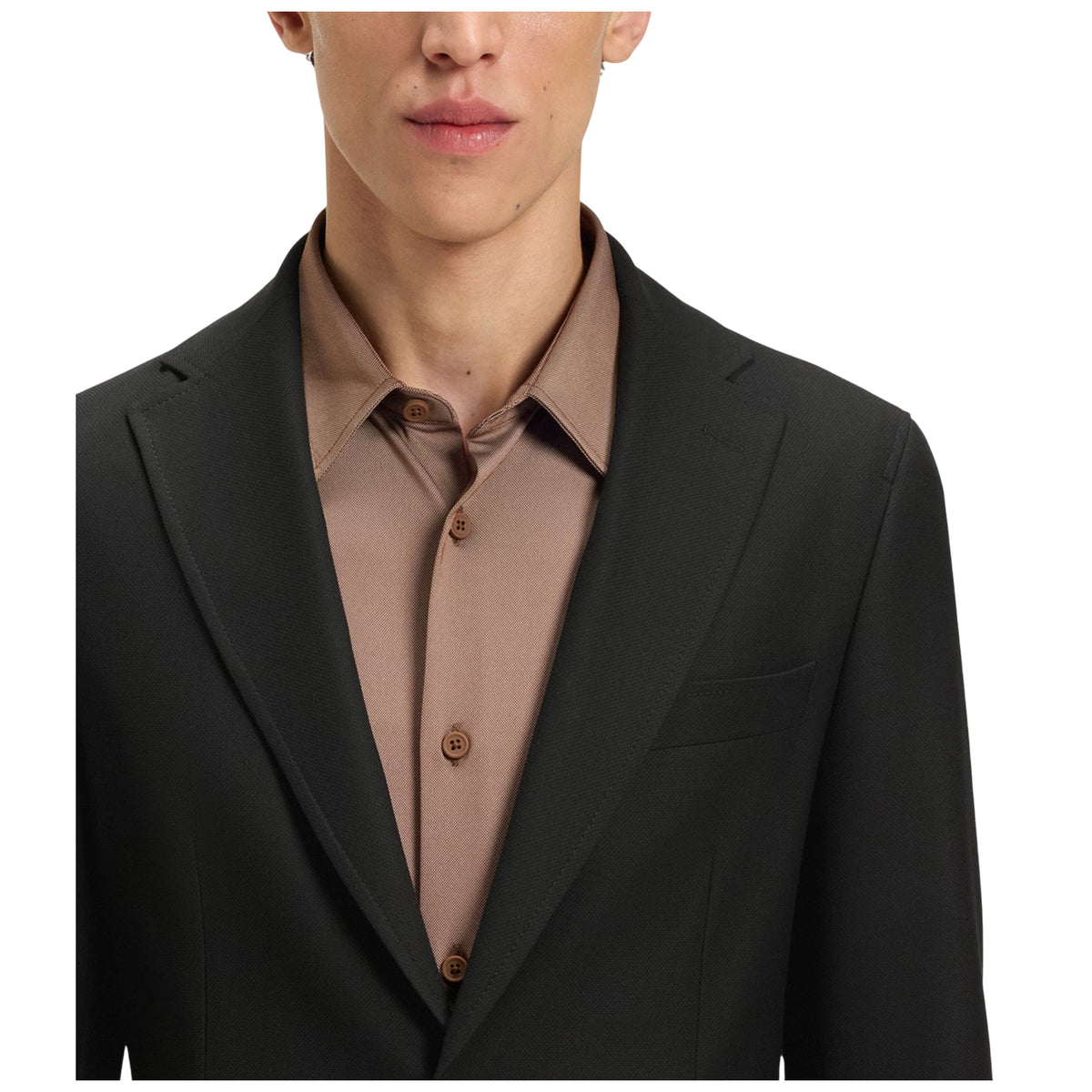 Black - Side - Boss Mens Lapel Collar Regular Blazer