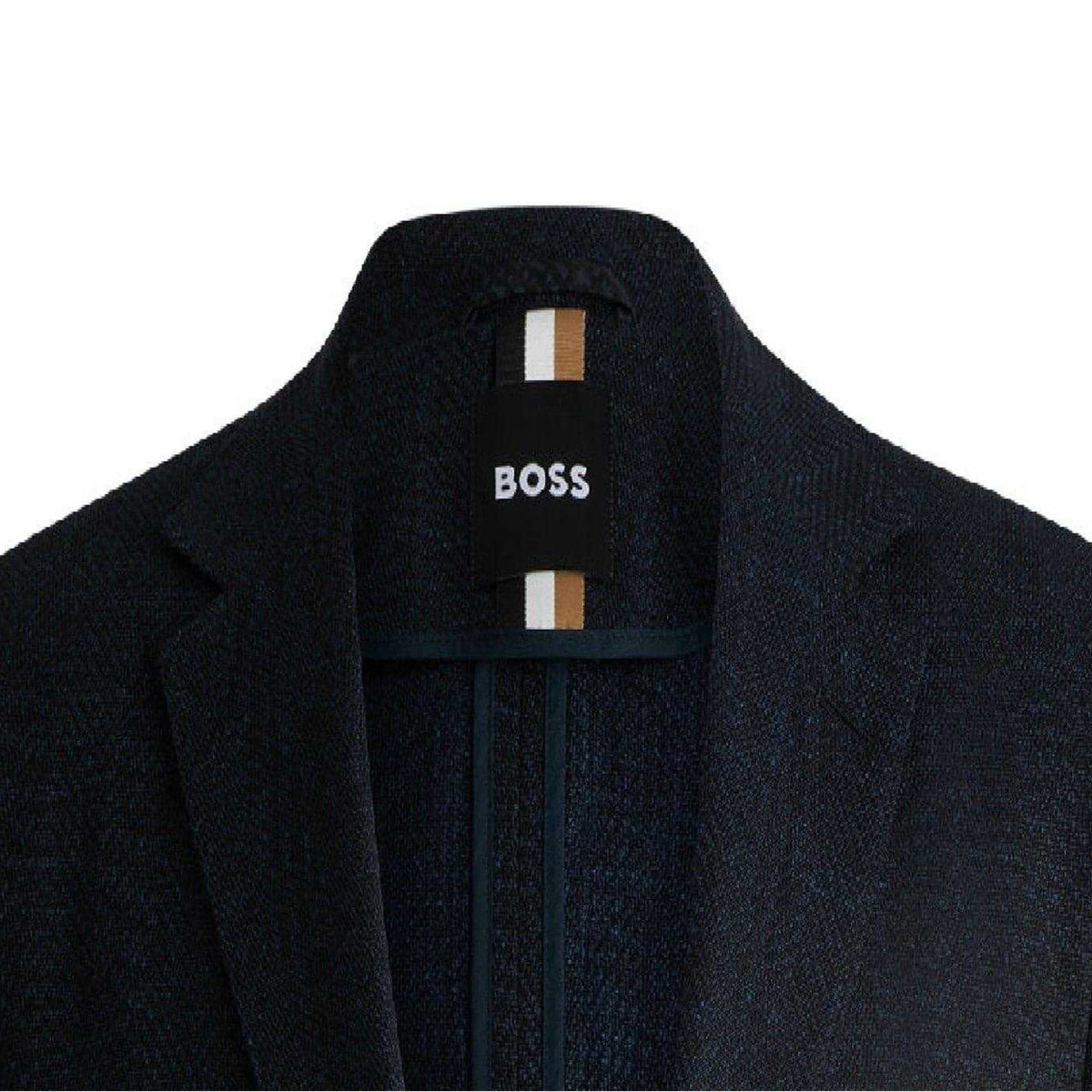 Dark Blue - Side - Boss Mens C Jaye Herringbone Regular Formal Blazer