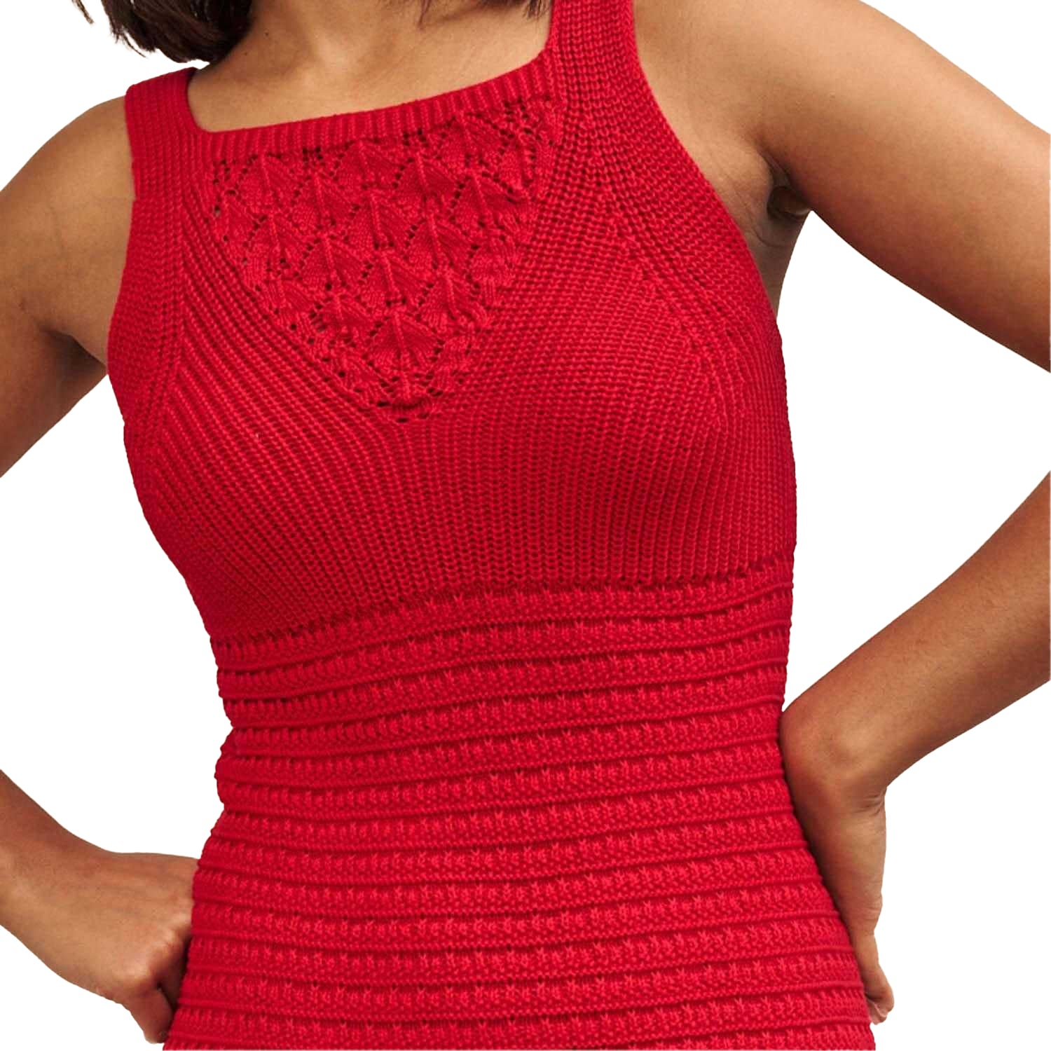 Red - Side - Nobody´s Child Womens-Ladies Mock Crochet Mini Dress