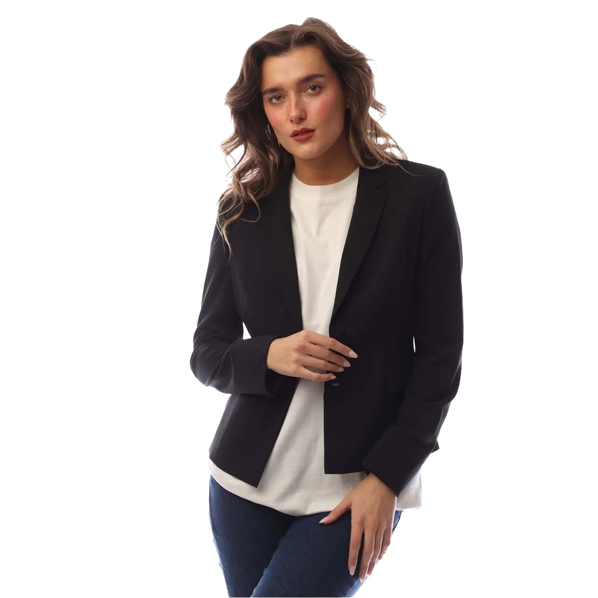 Black - Lifestyle - Boss Womens-Ladies Jaru Lapel Collar Blazer
