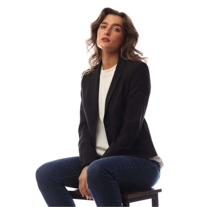 Black - Pack Shot - Boss Womens-Ladies Jaru Lapel Collar Blazer