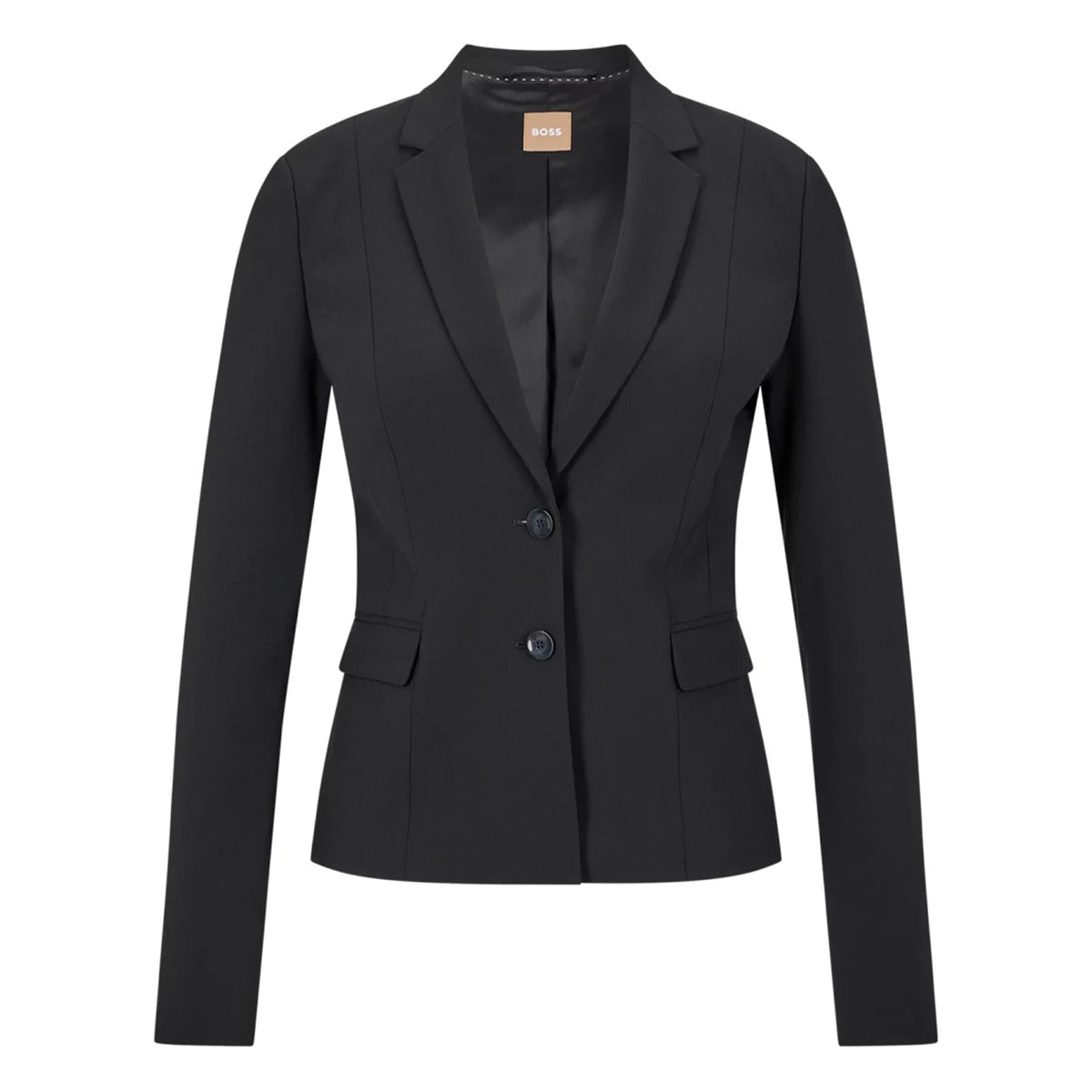 Black - Front - Boss Womens-Ladies Jaru Lapel Collar Blazer