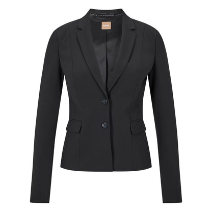 Black - Front - Boss Womens-Ladies Jaru Lapel Collar Blazer