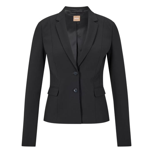 Black - Front - Boss Womens-Ladies Jaru Lapel Collar Blazer