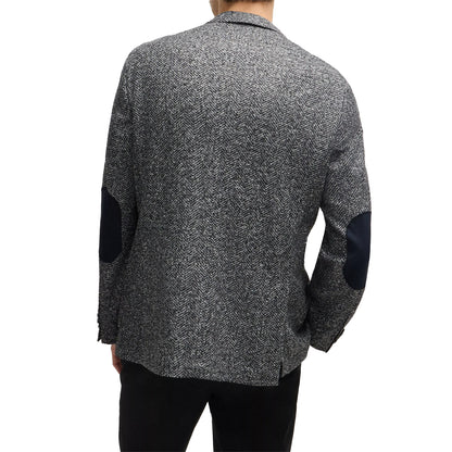 Silver Print - Back - Boss Mens Herringbone Lapel Collar Blazer