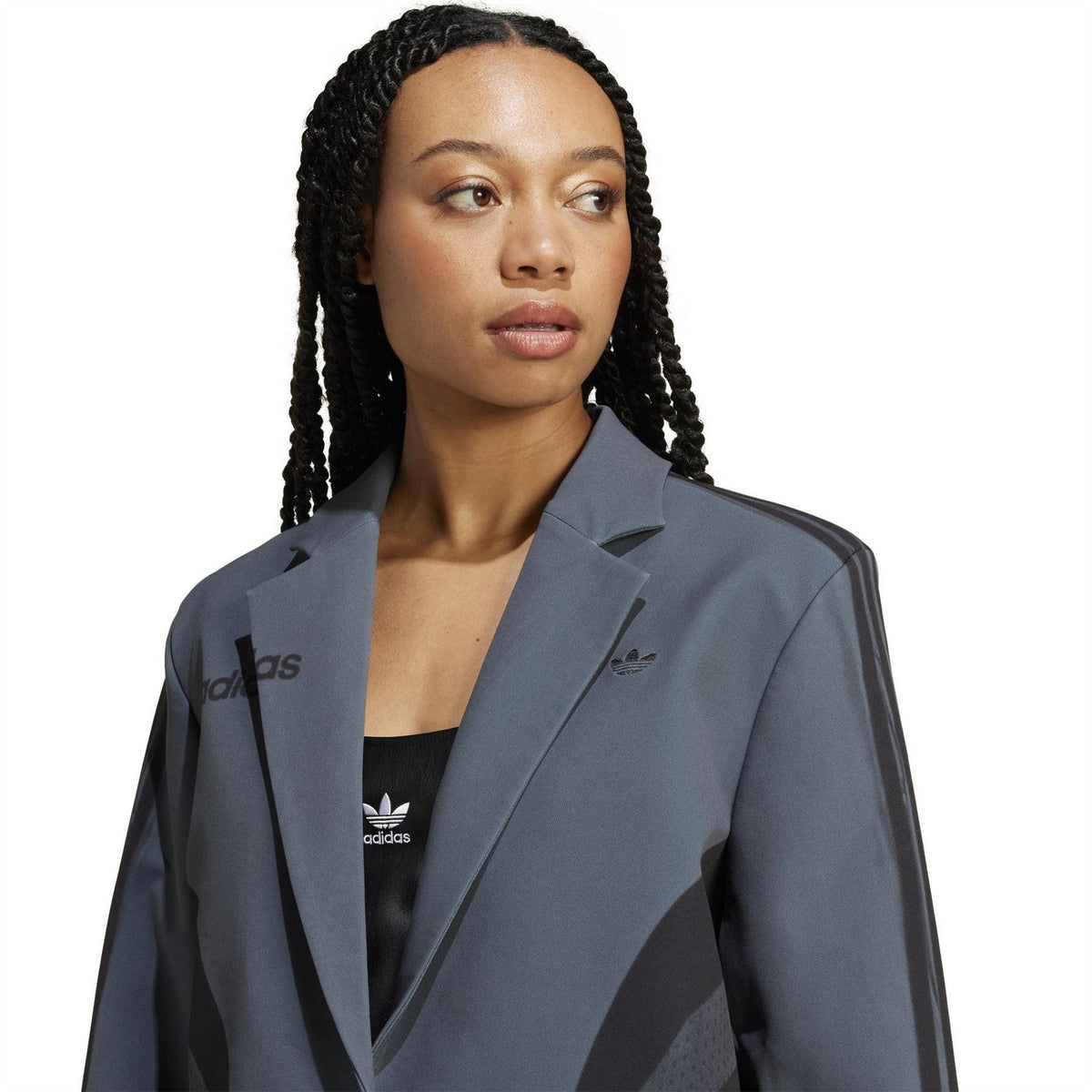 Carbon - Side - Adidas Womens-Ladies Atlanta Long-Sleeved Blazer