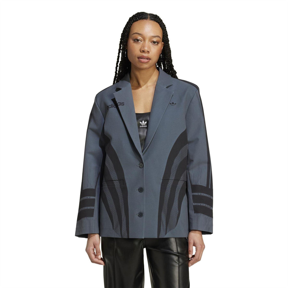 Carbon - Pack Shot - Adidas Womens-Ladies Atlanta Long-Sleeved Blazer
