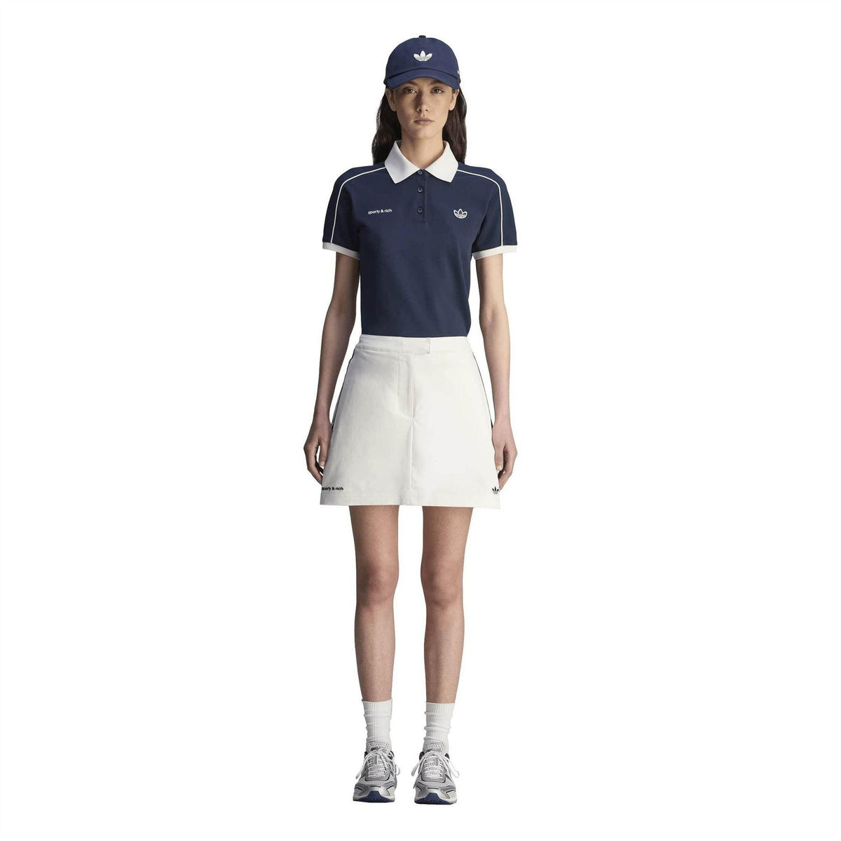 White - Pack Shot - Adidas Womens-Ladies Originals X Sporty & Rich 3 Stripes Skort