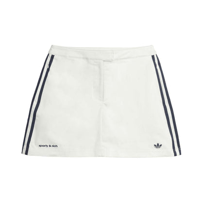 White - Front - Adidas Womens-Ladies Originals X Sporty & Rich 3 Stripes Skort