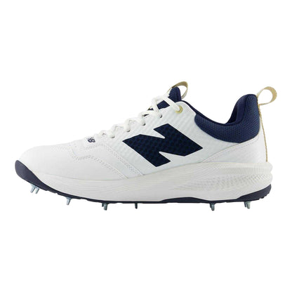White-Blue - Back - New Balance Mens Fuelcell 4030v5 Cricket Shoes