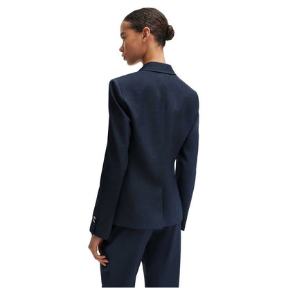 Blue - Back - Boss Womens-Ladies Patterned Regular Formal Blazer