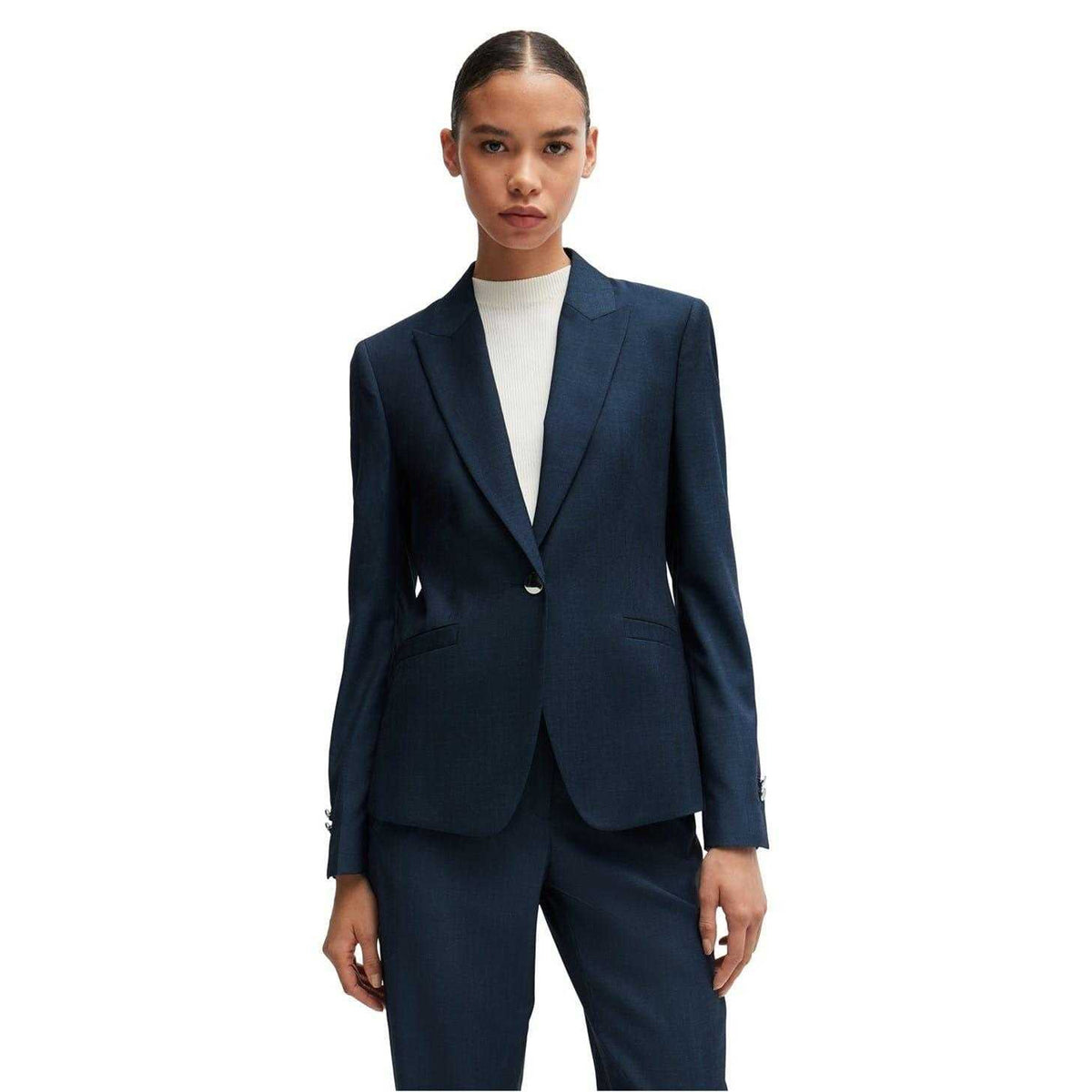Blue - Side - Boss Womens-Ladies Patterned Regular Formal Blazer