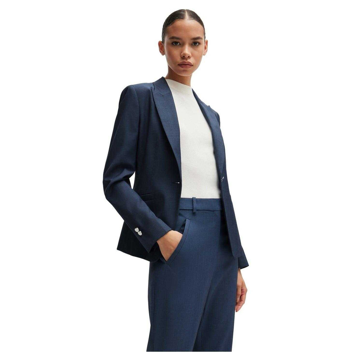 Blue - Lifestyle - Boss Womens-Ladies Patterned Regular Formal Blazer