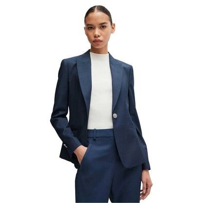 Blue - Pack Shot - Boss Womens-Ladies Patterned Regular Formal Blazer