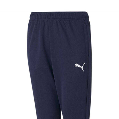 Navy-White - Side - Puma Childrens-Kids Team Liga Tapered Tracksuit Bottoms