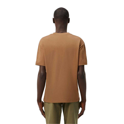Brown - Back - Lacoste Mens Embroidered Logo Cotton T-Shirt