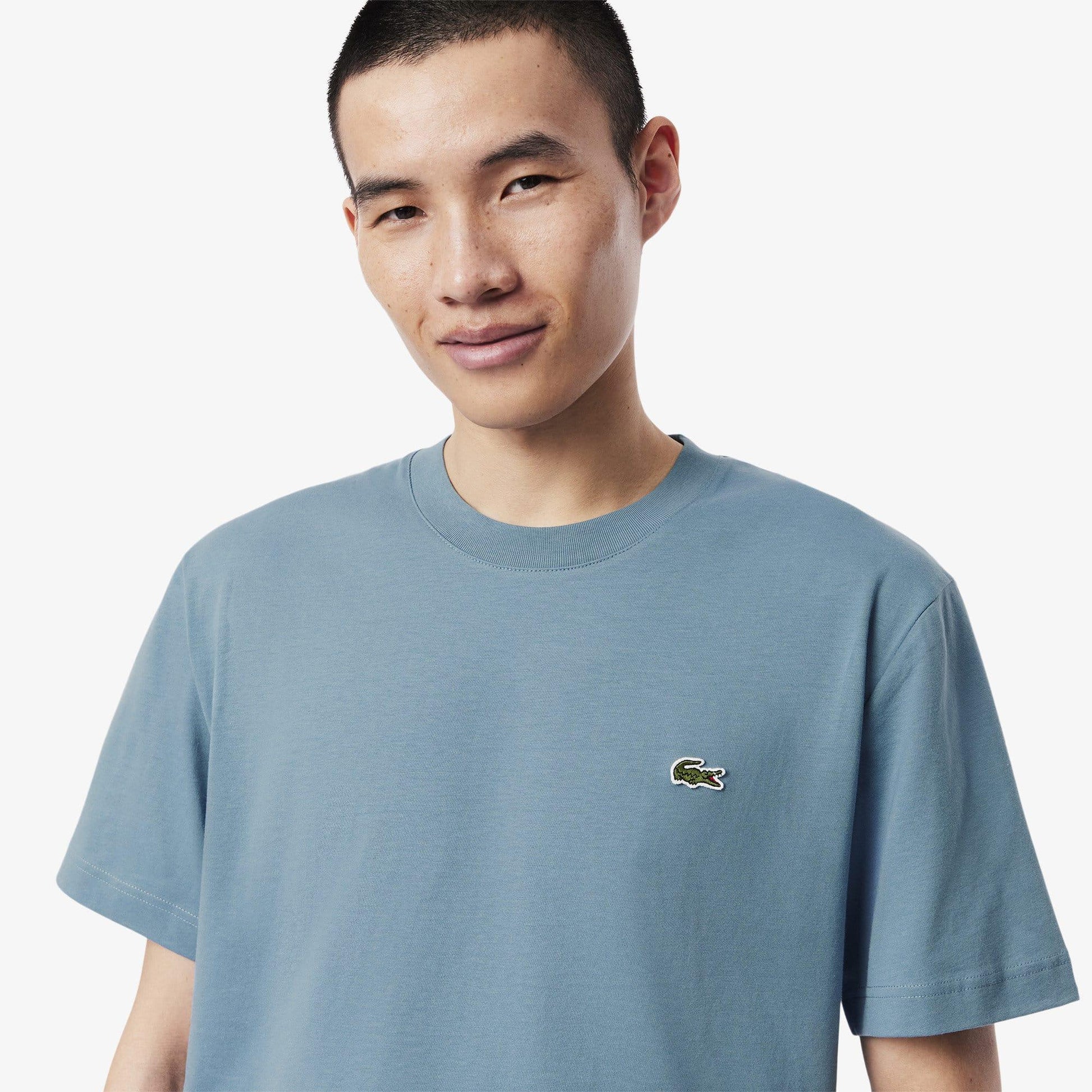 Blue - Pack Shot - Lacoste Mens Embroidered Logo Cotton T-Shirt