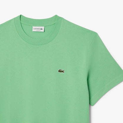 Green - Close up - Lacoste Mens Embroidered Logo Cotton T-Shirt