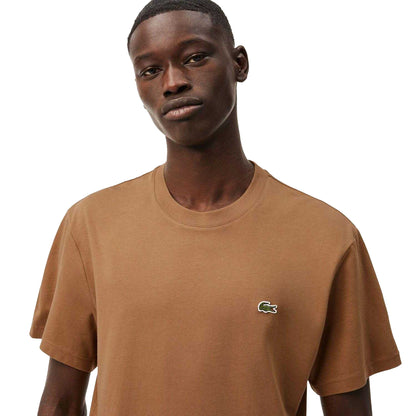 Brown - Lifestyle - Lacoste Mens Embroidered Logo Cotton T-Shirt