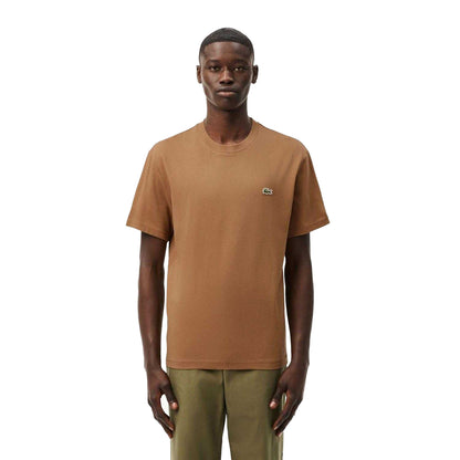 Brown - Pack Shot - Lacoste Mens Embroidered Logo Cotton T-Shirt