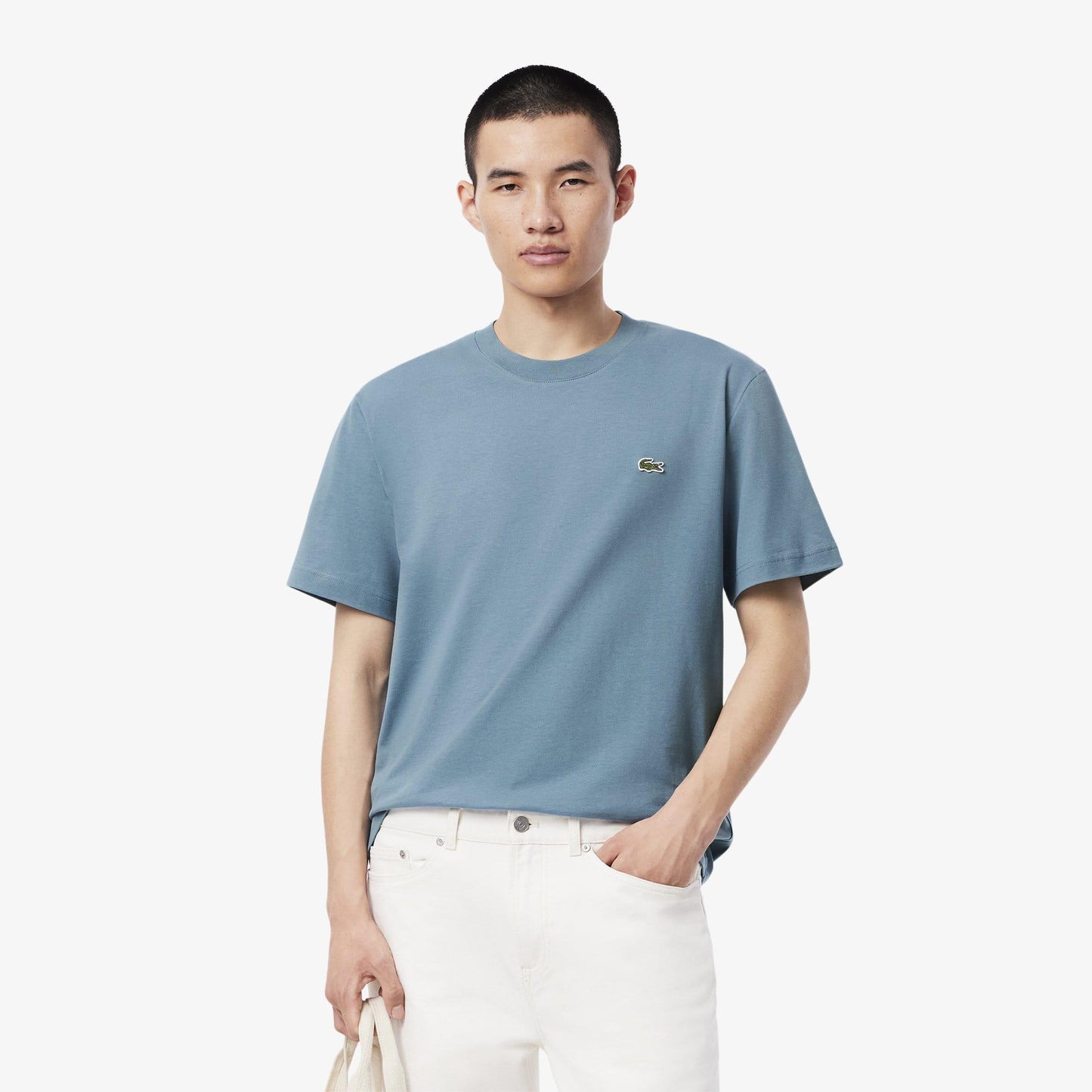 Blue - Back - Lacoste Mens Embroidered Logo Cotton T-Shirt