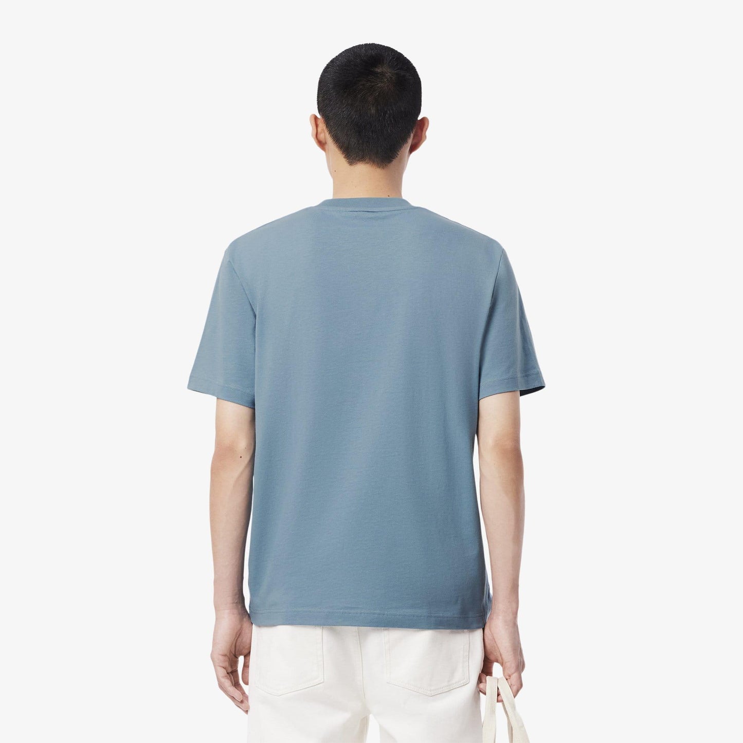 Blue - Side - Lacoste Mens Embroidered Logo Cotton T-Shirt