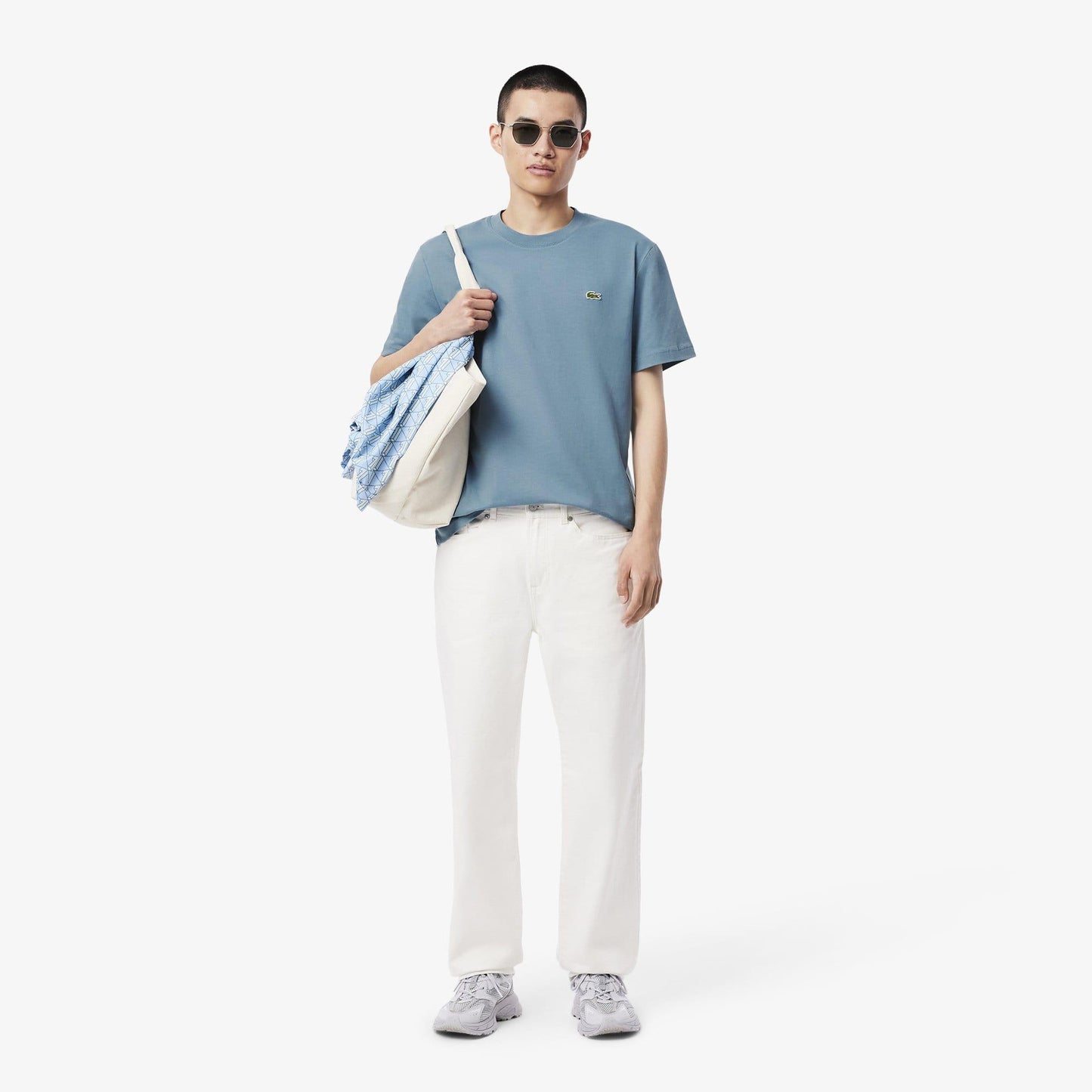 Blue - Lifestyle - Lacoste Mens Embroidered Logo Cotton T-Shirt