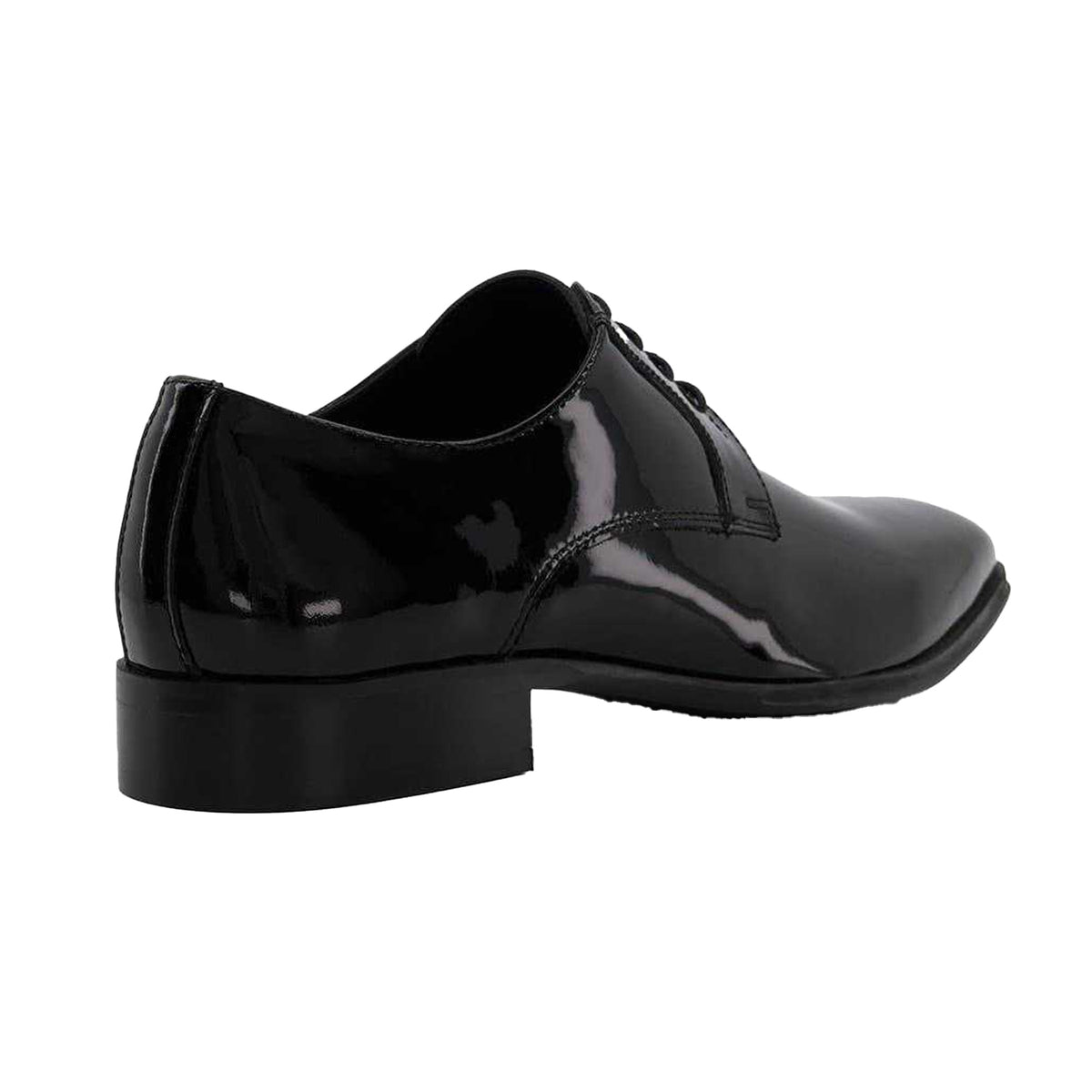 Black Patent - Back - Dune London Mens Formal Low Block Heel Gibson Shoes