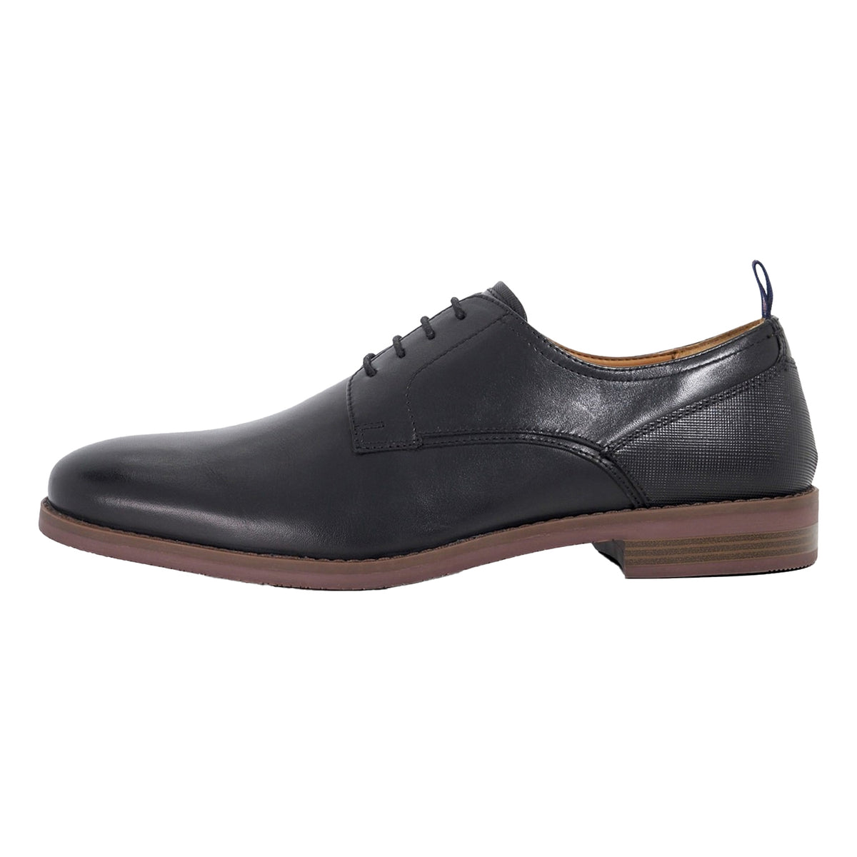 Black - Side - Dune London Mens Soreen Leather Lace Up Oxford Shoes
