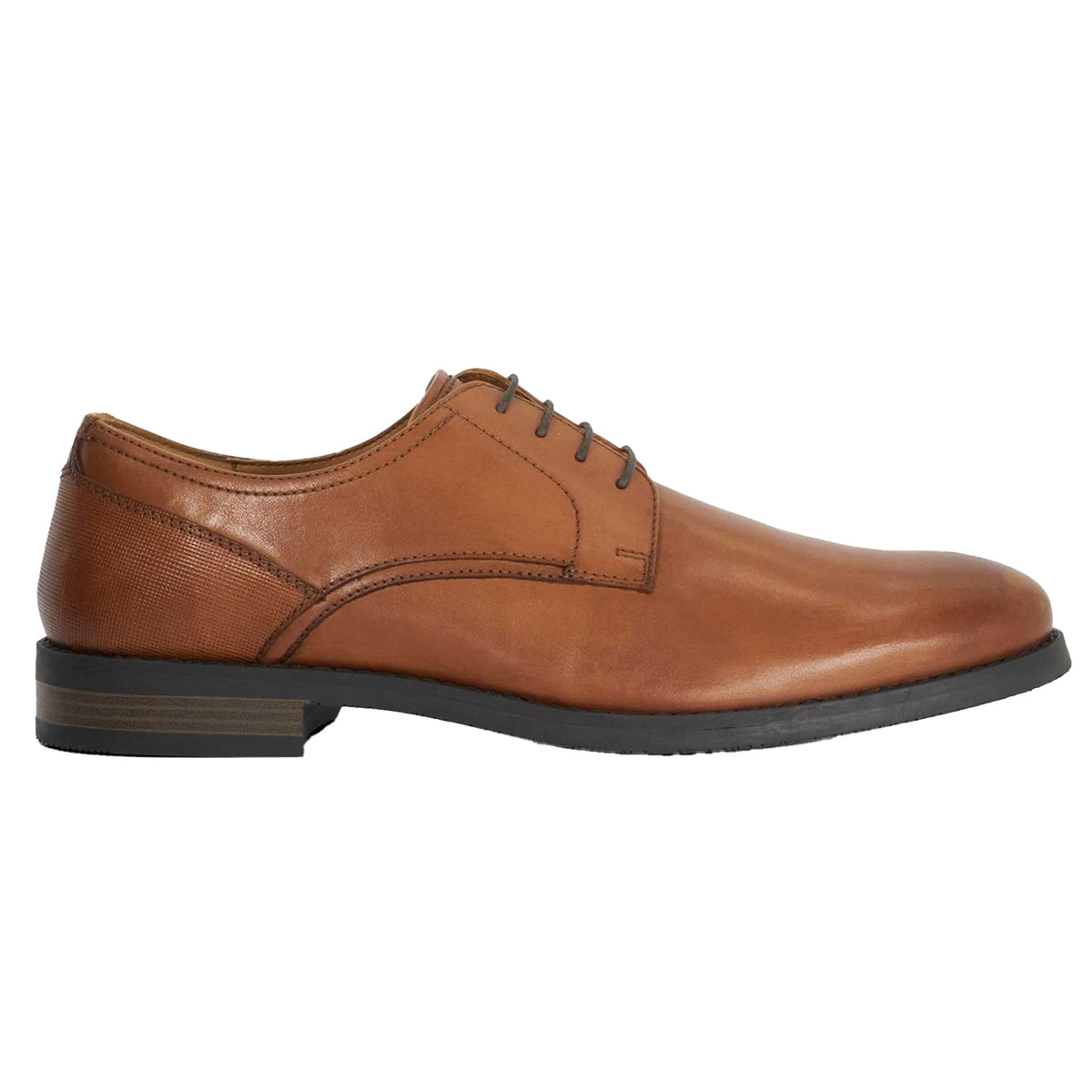 Tan - Front - Dune London Mens Soreen Leather Lace Up Oxford Shoes