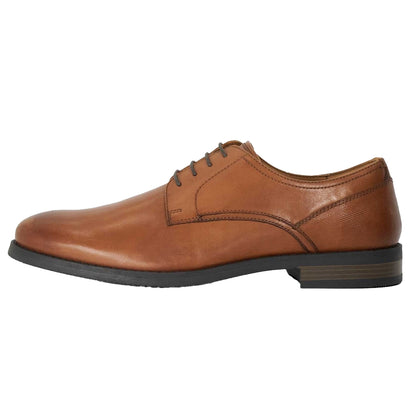 Tan - Side - Dune London Mens Soreen Leather Lace Up Oxford Shoes