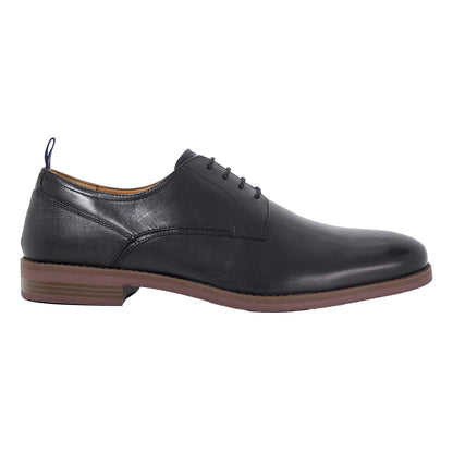Black - Front - Dune London Mens Soreen Leather Lace Up Oxford Shoes