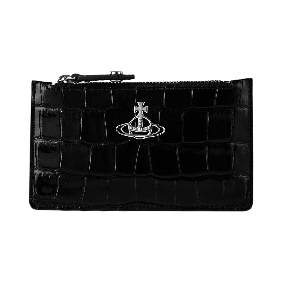 Black - Front - Vivienne Westwood Crocodile Print Leather Card Holder
