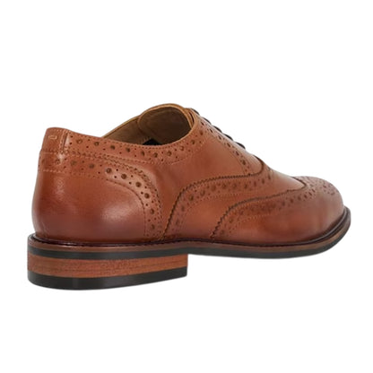 Tan - Back - Dune London Mens Doodle Leather Formal Oxford Shoes
