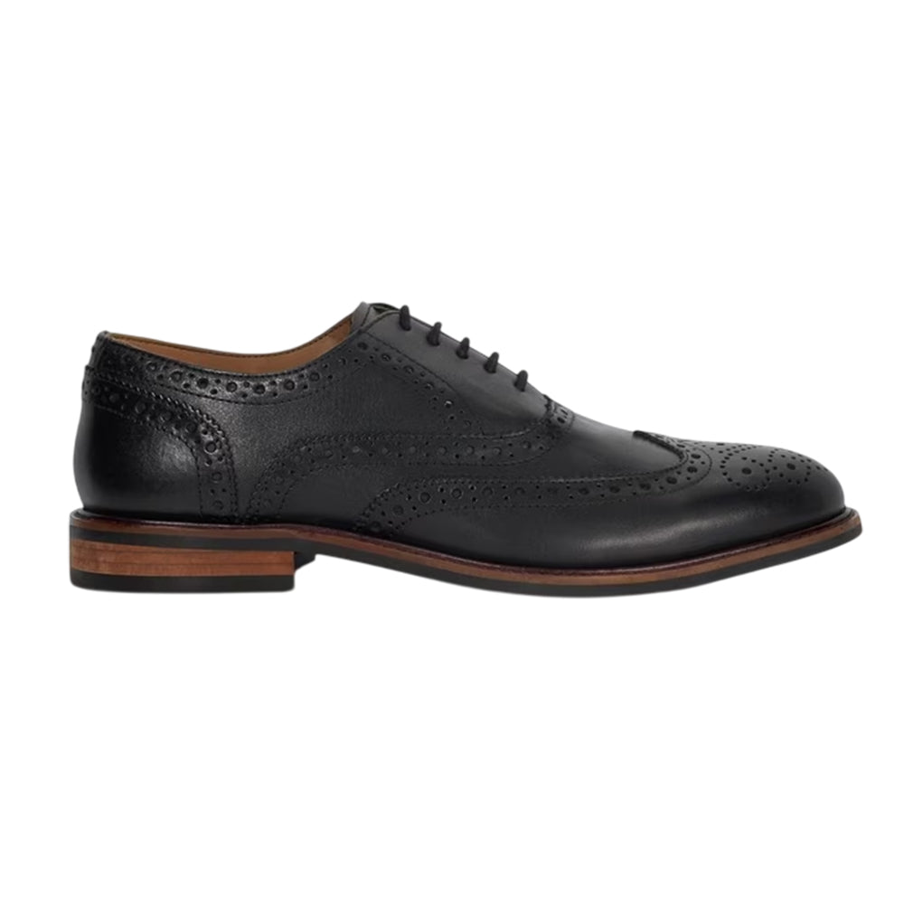 Black - Front - Dune London Mens Doodle Leather Formal Oxford Shoes