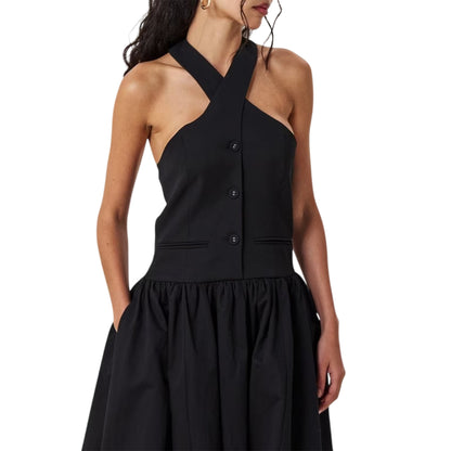 Black - Side - AmyLynn Womens-Ladies Alexa Tailored Formal Maxi Dress