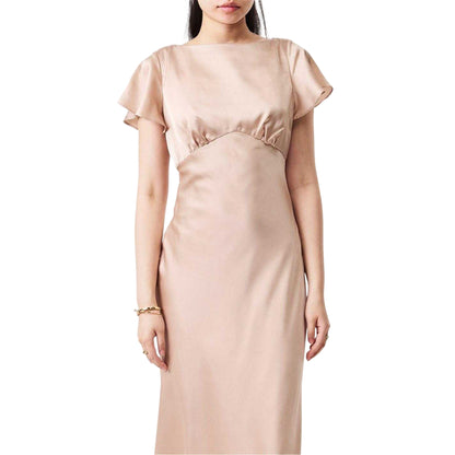 Nude - Side - Jarlo Womens-Ladies Satin Empire Flutter Ballgown