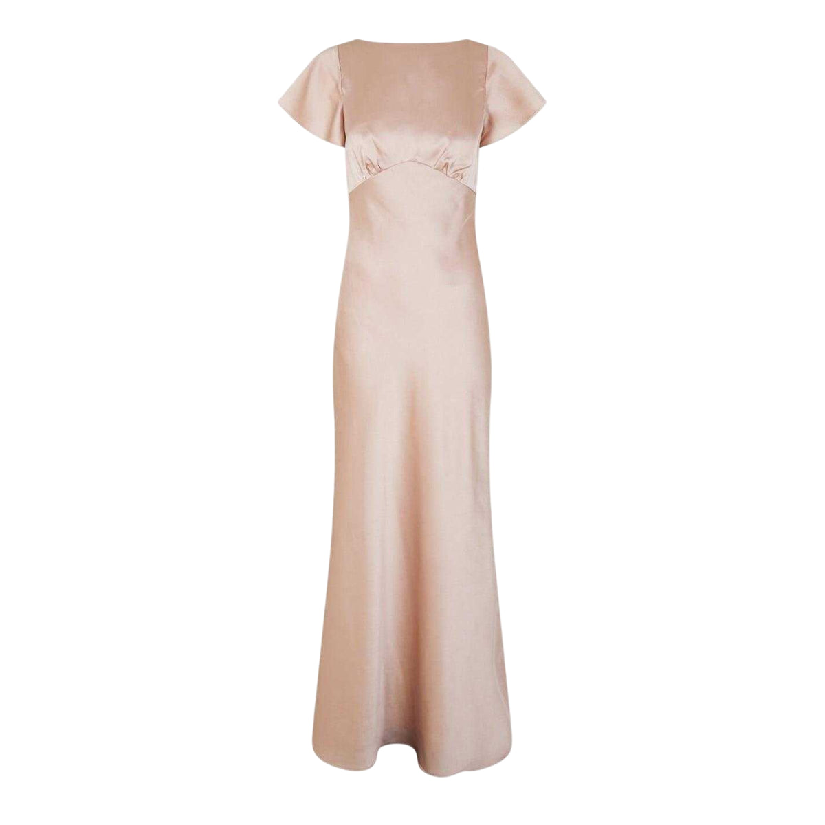Nude - Front - Jarlo Womens-Ladies Satin Empire Flutter Ballgown