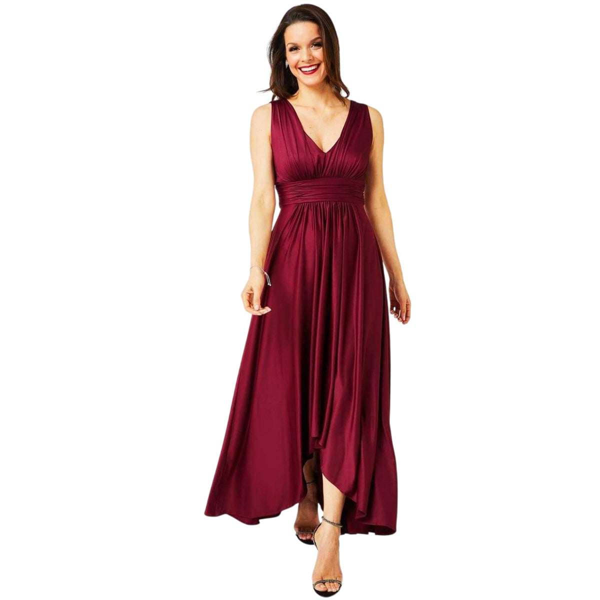 Berry - Front - Biba Womens-Ladies Dipped Hem Maxi Dress