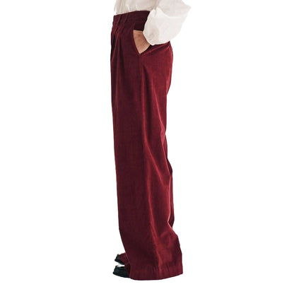 Red - Side - Nobody´s Child Womens-Ladies Ava Cord Pleated Wide Leg Trousers