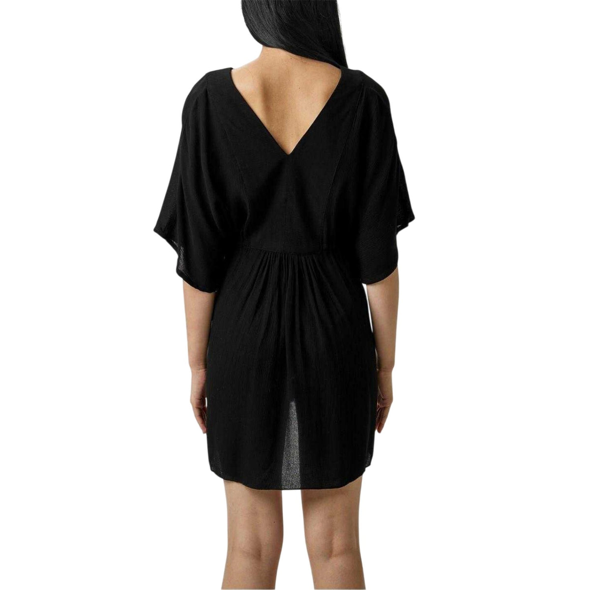 Black - Back - Ralph Lauren Womens-Ladies Plain V Neck Tunic Dress