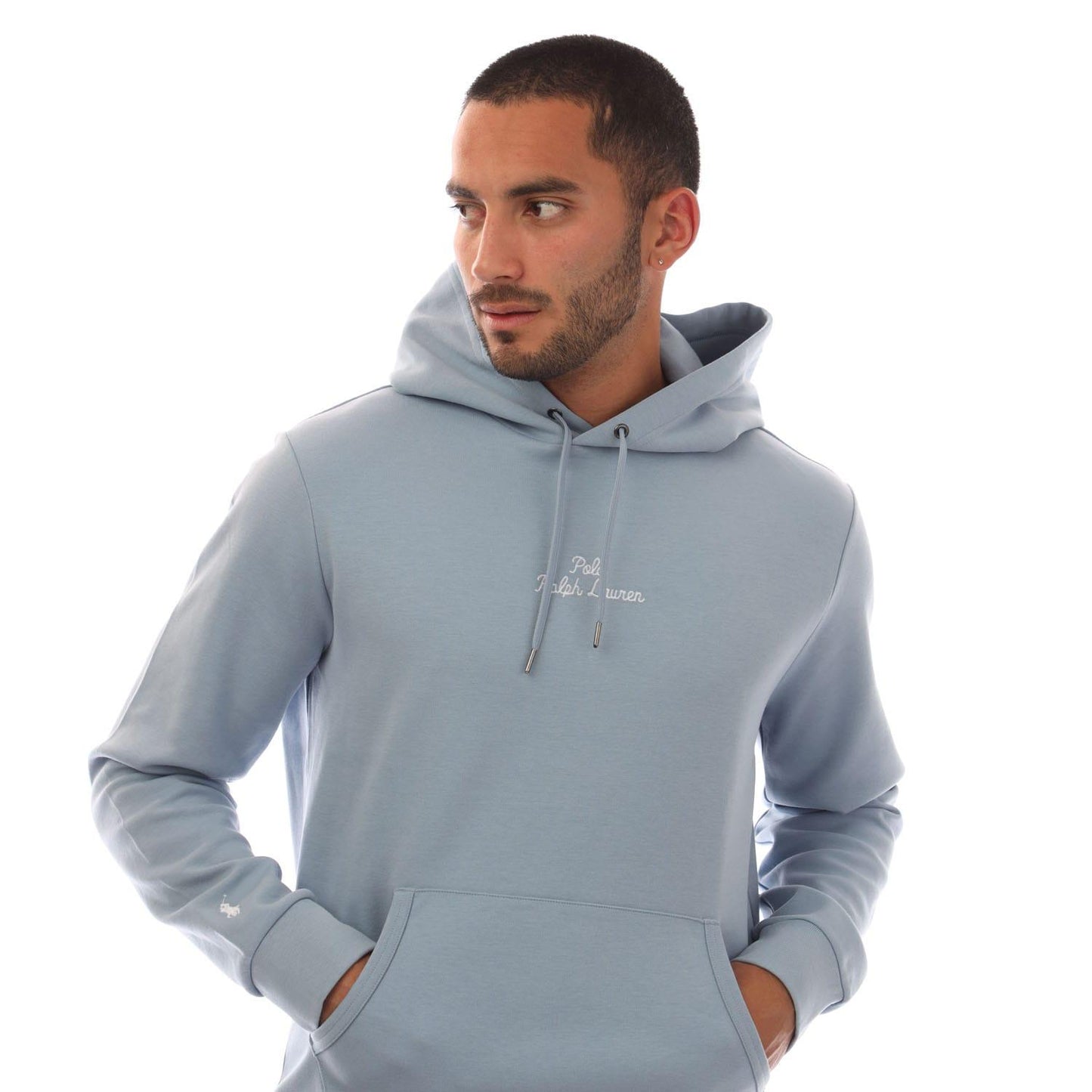 Blue - Side - Ralph Lauren Mens Script Logo Hoodie